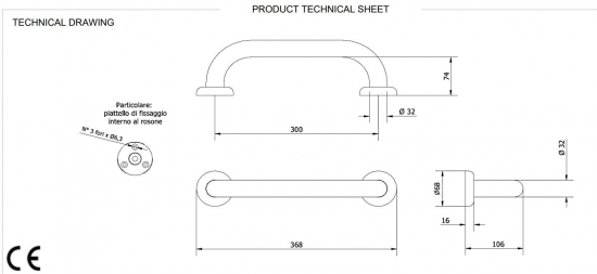 THERMOMAT : Barre d'appui 30cm /anthracite mat
